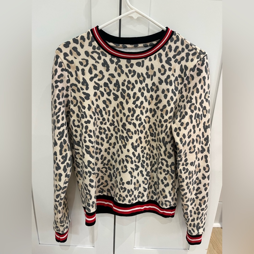 Sol Angeles Leopard Print Sweater - Cream and Black